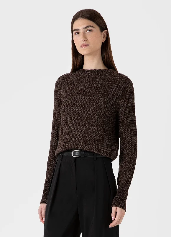 Hurry Before It's Gone Women's Cotton Stitch Jumper in Coffee Twist