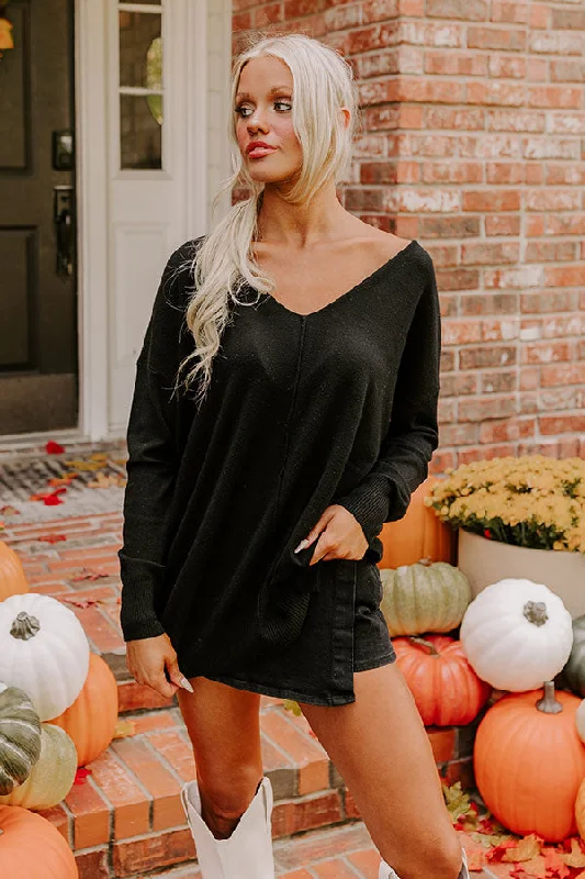 Odd Size Clearance Sale Women's Night-Out Clothes Fall Latte Shift Sweater in Black