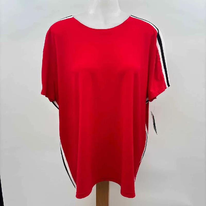 Must-Have Styles Norma Kamali Women's Size L Red Stripe Short Sleeve Shirt