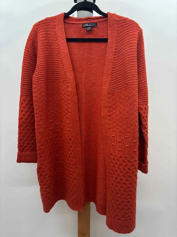 Chic Styles Love Story Women's Size M Orange Textured Cardigan