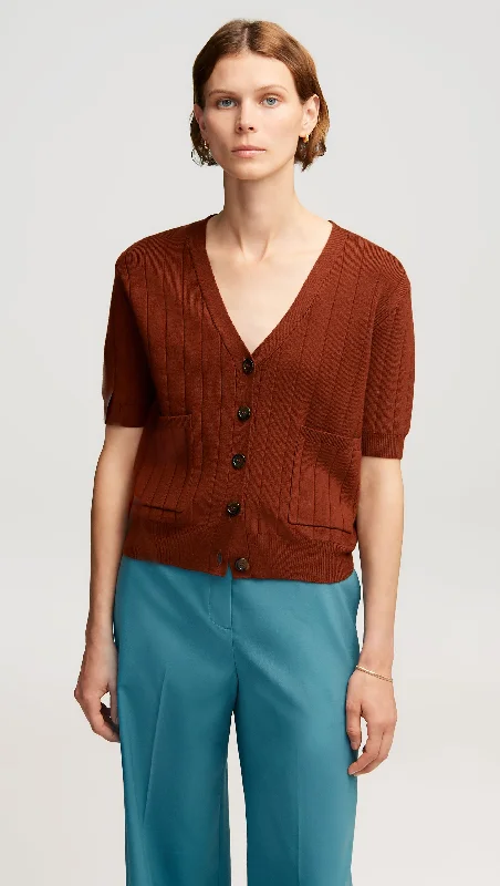 Day-To-Night Styles Everyday Shortsleeve Cardigan in Merino Wool | Currant