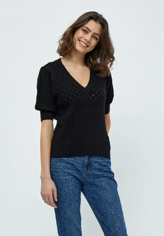 Wardrobe Essentials PC1718 Rosalia Puff Sleeve Sweater - Black