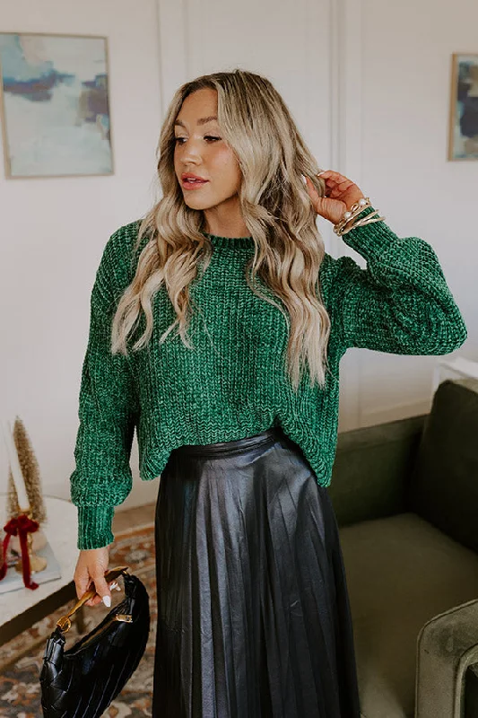 Vibrant Femme Fashion Comfortable Outfit For Women Fall Sentiments Chenille Sweater In Green