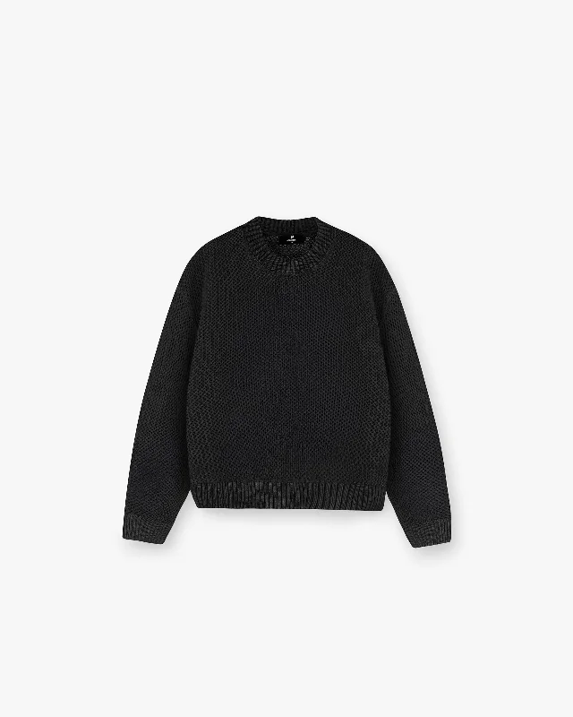 Hot Trends Open Gauge Knit Sweater - Jet Black