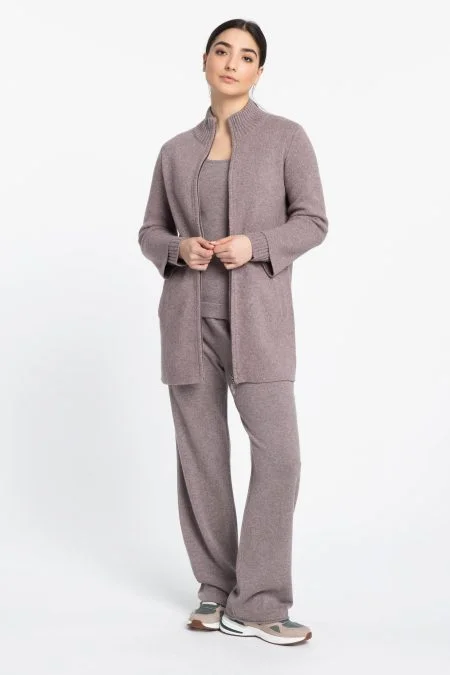 Budget Friendly Kinross Cashmere Zip Mock Swing Cardigan