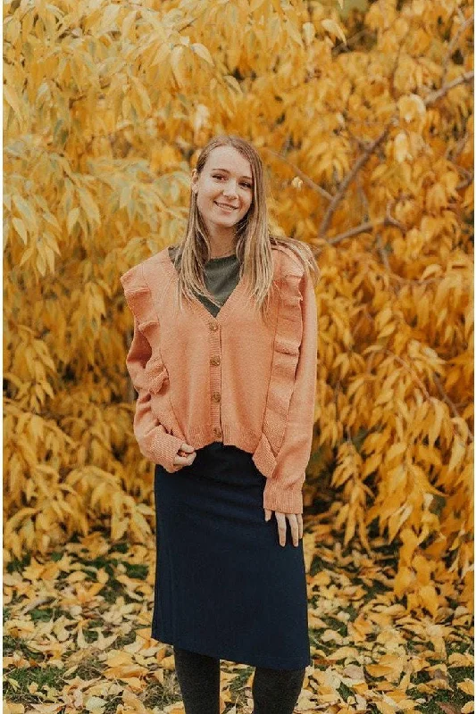 Trend Driven Wardrobe Claire Ruffled Cardigan Ginger