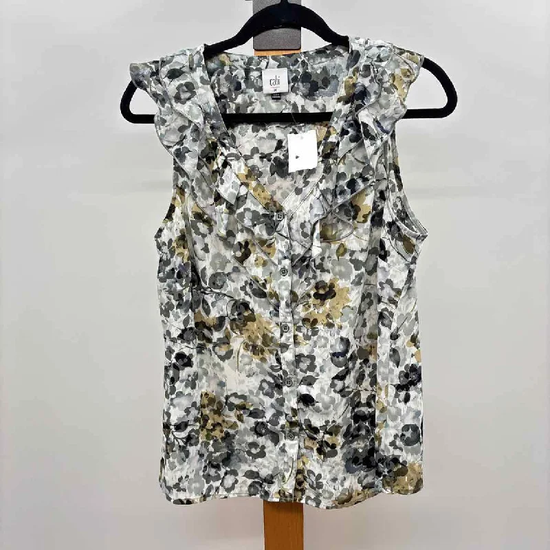 Wardrobe Upgrade CABI Women's Size M Gray Floral Sleeveless Shirt