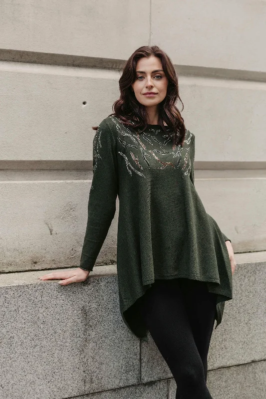 Exclusive Sale Saloos Soft Knit Dip Back Embellished Swing Tunic