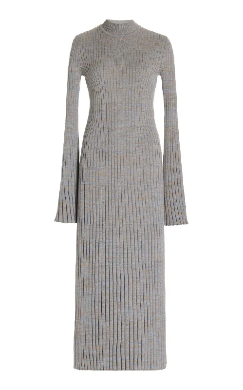 Odd Size Clearance Sale Castor Knit Dress in Light Blue Melange Cashmere