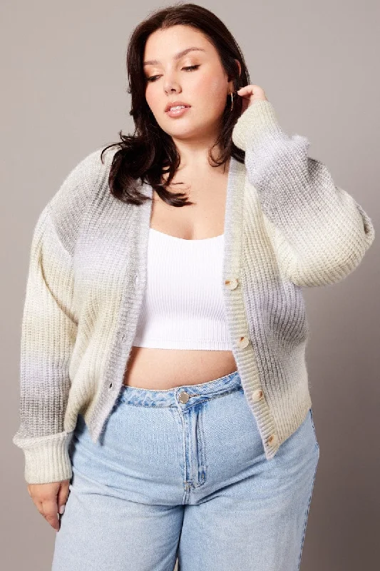 Latest Fashion Multi Knit Cardigan V-neck
