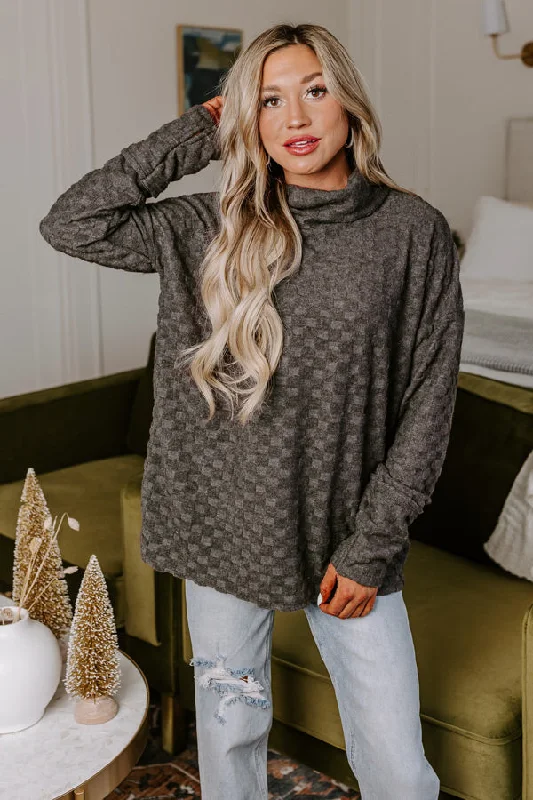 Versatile Style Wardrobe Luxury Women's Clothes Whispering Winds Sweater Top in Charcoal