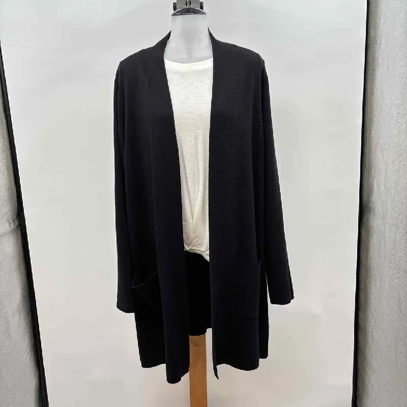 Boutique Styles Eileen Fisher Women's Size XL Black Solid Cardigan