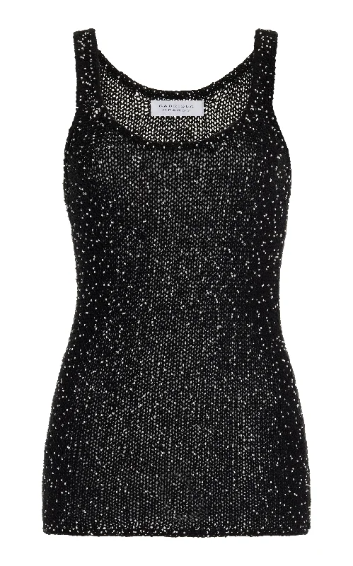 Unleash Your Style Sanne Knit Tank Top in Black Beaded Silk