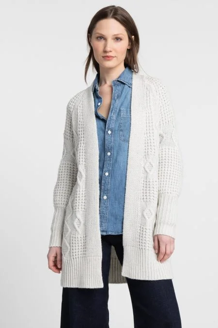 Women's Fashion Hotspots Kinross Cashmere Lurex Cable Cardigan