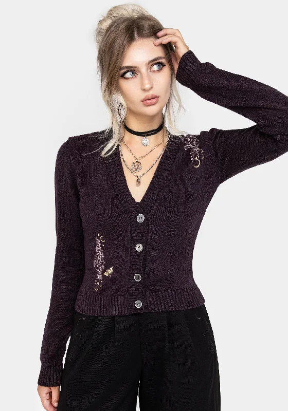 You'll Love Us Because Foxglove Embroidered Knit Cardigan