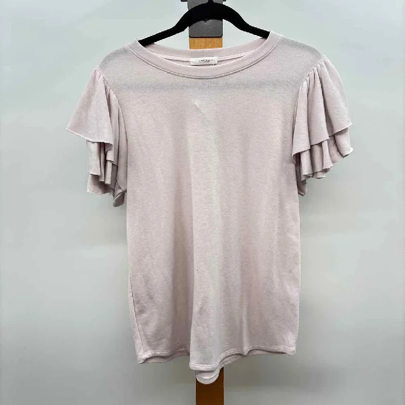 Sophisticated Cut Cherish Women's Size M Blush Solid Short Sleeve Shirt