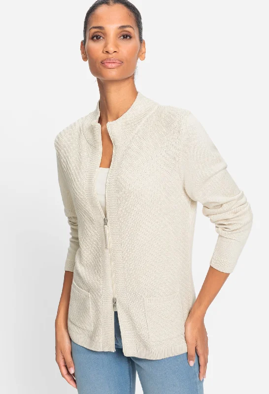 Classic Women's Fashion Long Sleeve Zip Cardigan