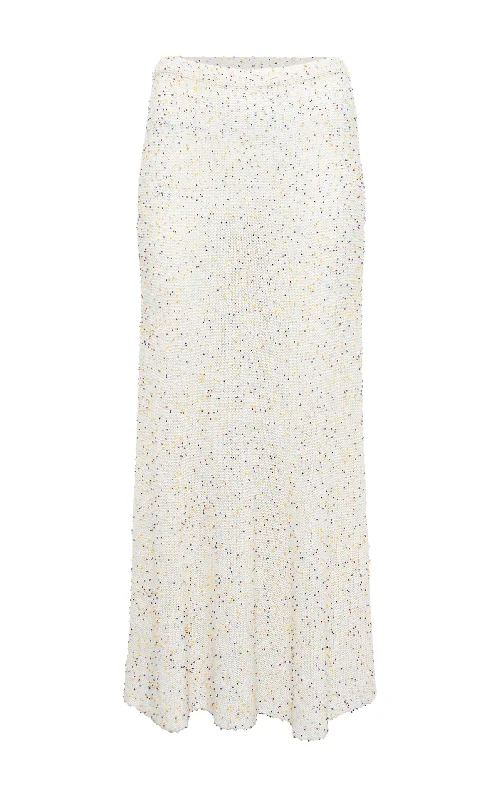 Eco Friendly Fashion Sale Sabine Knit Maxi Skirt in Ivory Multi Beaded Cashmere
