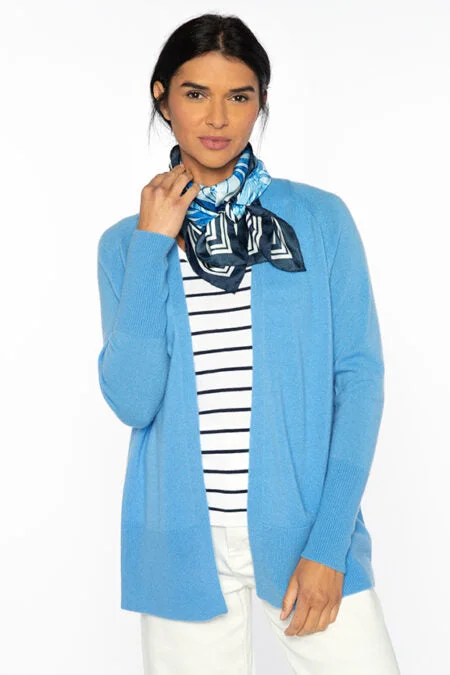 Chic Styles Kinross Cashmere Rib Trim Easy Cardigan