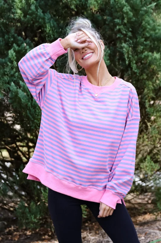 Discover Now Ideal Crush Pink Striped Pullover