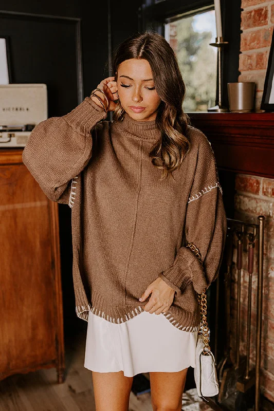 Final Sale Women's Comfortable Clothes For Weekends Cuddle Season Knit Sweater in Mocha