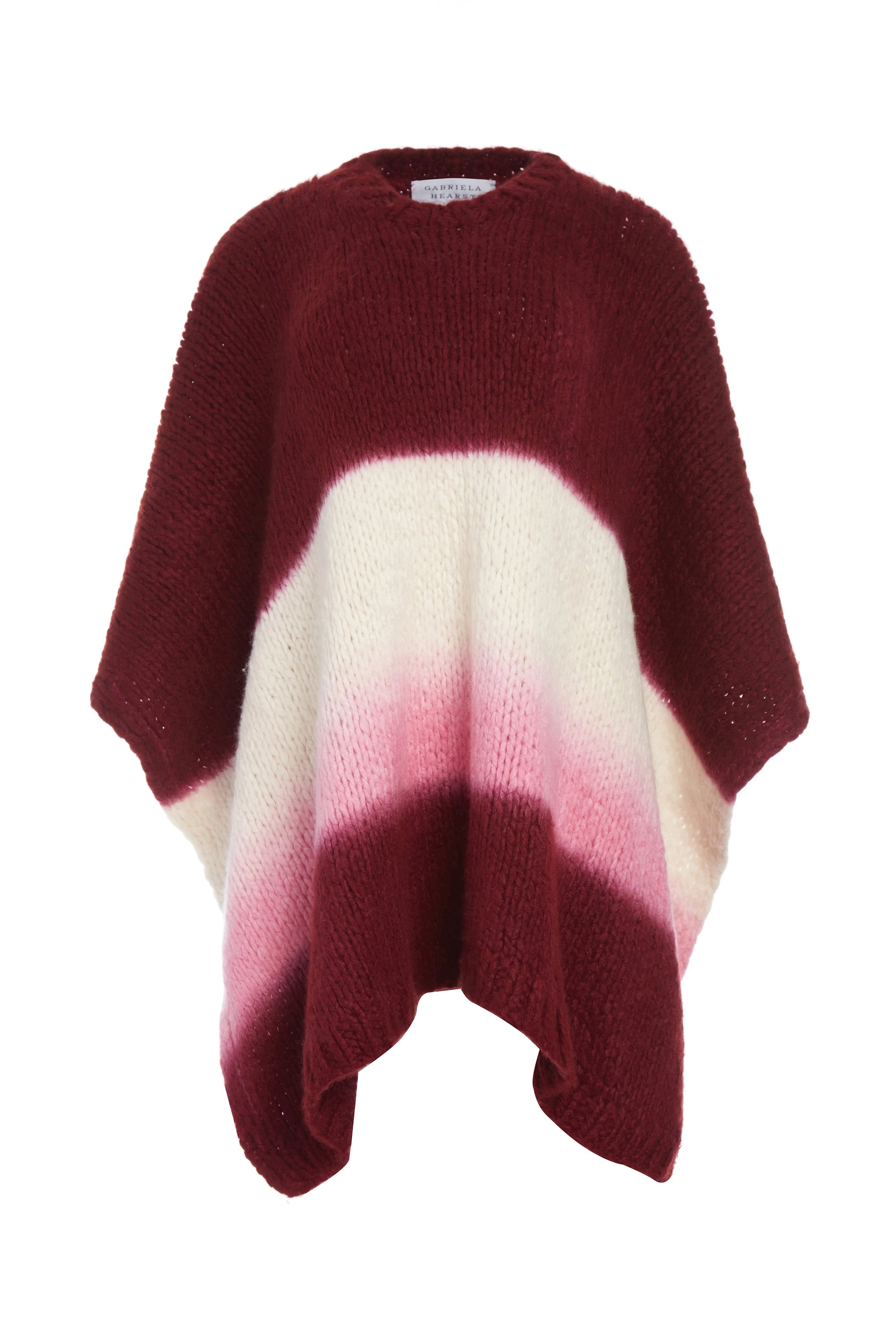 Final Sale Lyla Knit Ponco in Dip Dye Bordeaux Multi Welfat Cashmere