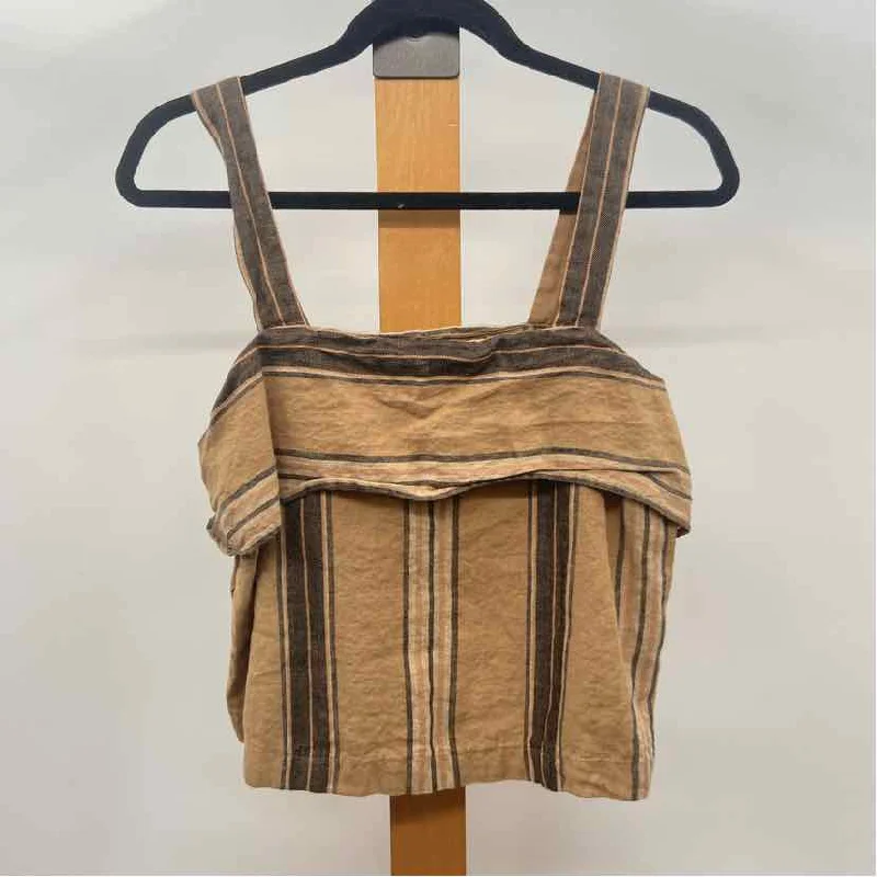 Vibrant Styles Banana Republic Women's Size S Tan Stripe Sleeveless Shirt