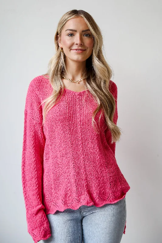 Trendy Fashion for Women FINAL SALE - Pure Radiance Fuchsia Lightweight Knit Top