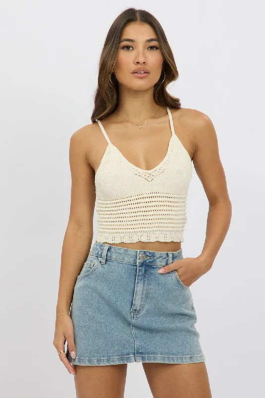 Special Offers, Don't Miss White Crochet Knit Top