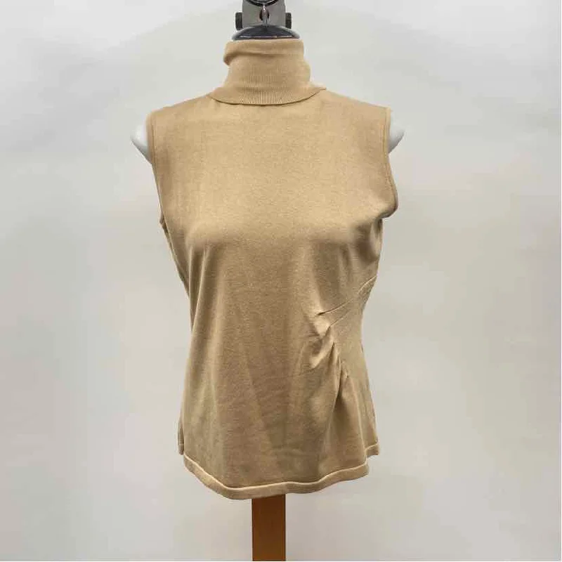 Fashion Forward Outfits Per Se Women's Size L Tan Solid Sleeveless Shirt