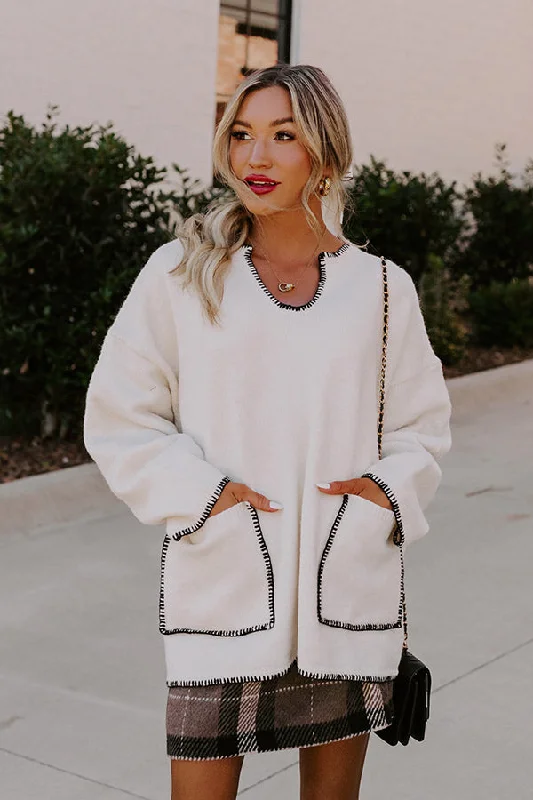 Elegant Contour Fashionable Women's Casual Apparel Maine Mornings Wool-Blend Sweater in Cream