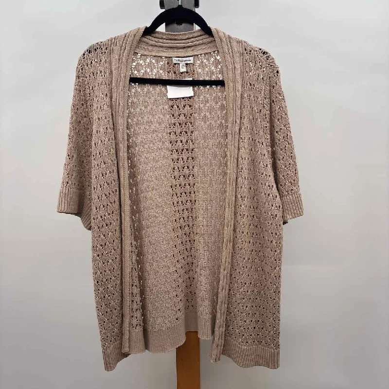 Minimalist Office - Ready Style Croft & Barrow Women's Size 1X Brown Open Weave Cardigan