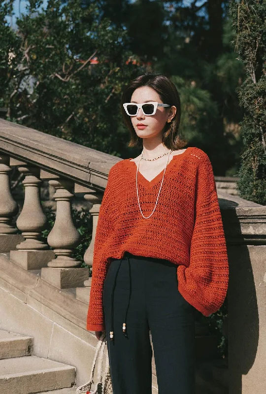 Limited Styles Zerah Cotton Crochet Top - Ginger