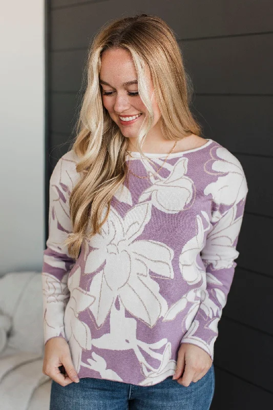 Hot Trends Striving For Excellence Floral Sweater- Lavender