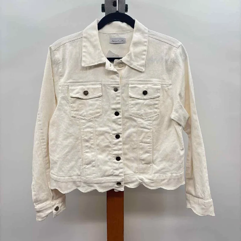 Refined Simplicity Keren Hart Women's Size L Ivory Solid Jacket