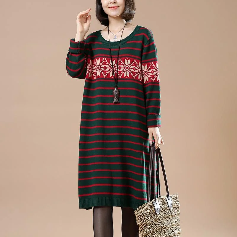 Buy More, Save More Green sweaters winter knit dresses snow flakes