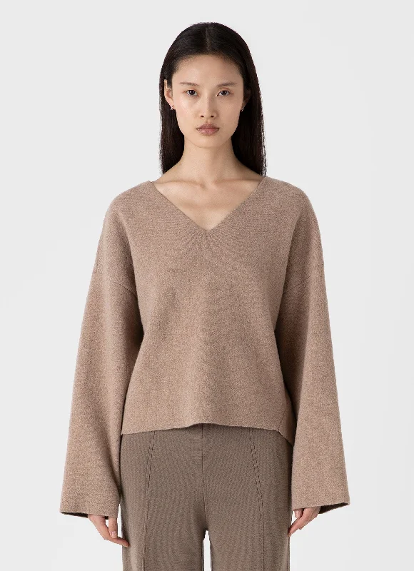 Elevate Your Wardrobe Women's Double Faced Jumper in Oatmeal Melange