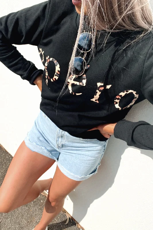 Big Discounts Shop Trendy And Timeless Outfits At Special Prices JJ Leopard Printed Jumper Black