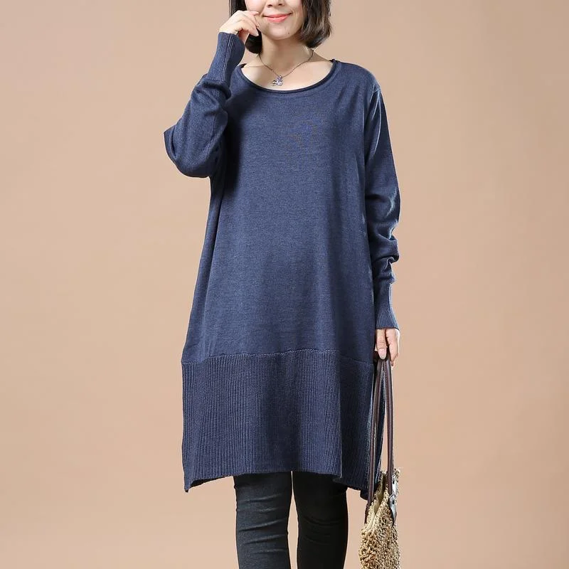 Wardrobe Update Solid blue plus size woman sweaters