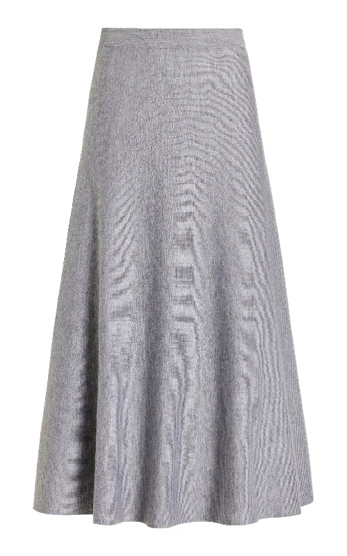 Luxury Fashion for Women Freddie Knit Midi Skirt in Heather Grey Merino Wool Cashmere