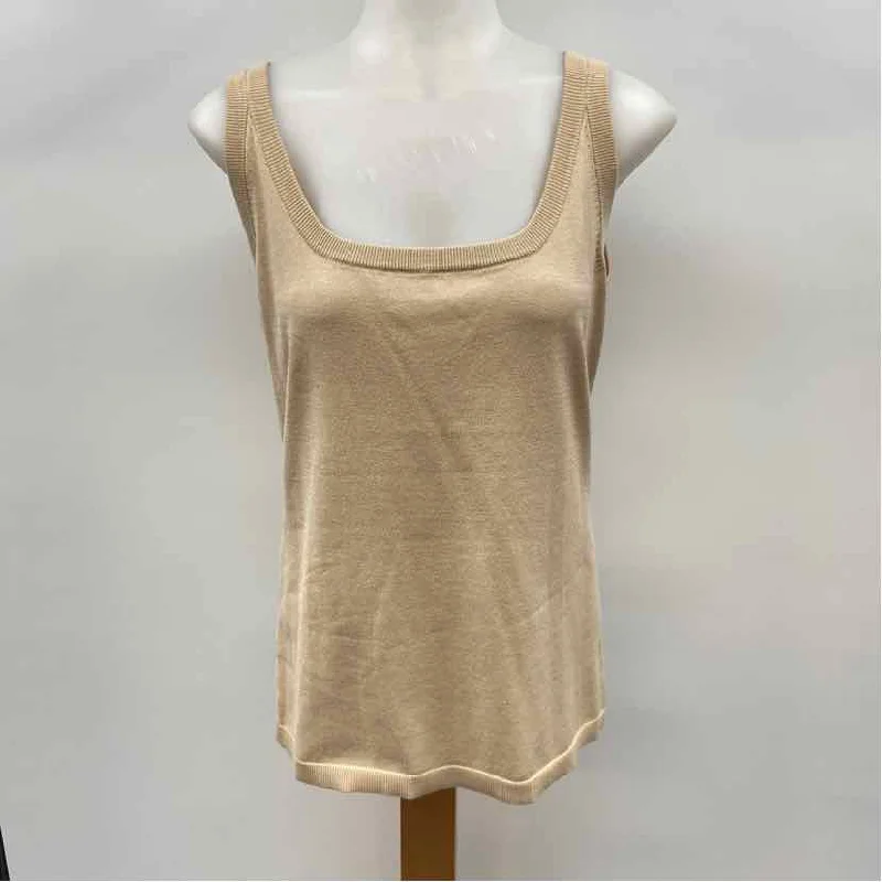 Exclusive Sale Per Se Women's Size L Beige Solid Sleeveless Shirt
