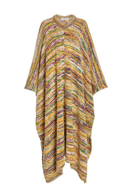 Cool Prices Lopez Knit Poncho in Petrol Multi Cashmere
