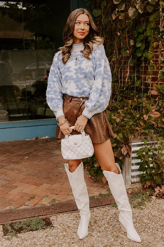 Trending Items Chic And Affordable Fashion – Shop Now And Save Cafe Cozy Floral Knit Sweater in Sky Blue