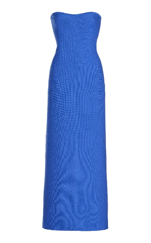 Chic Style Calderon Knit Maxi Dress in Sapphire Merino Wool Cashmere