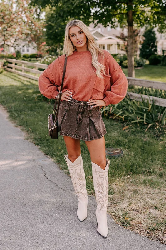 Trend Alert Women's Trendy Apparel Cappuccino Please Knit Sweater in Rust