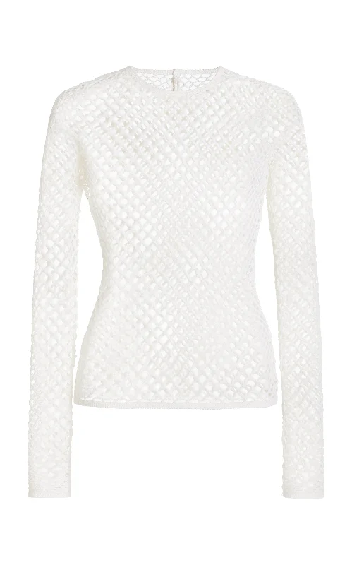 Cutting Edge Fashion Troth Knit Top in Ivory Merino Wool
