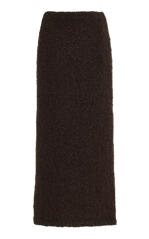 Great Deals On Ethnic Cultural Wear Milne Knit Maxi Skirt in Chocolate Cashmere Boucle