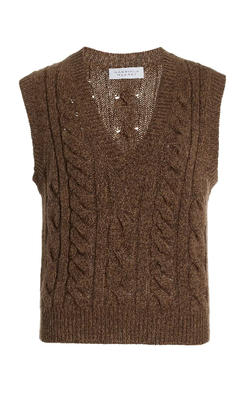 Save On Inspired Styles Selsey Knit Top in Chocolate Multi Cashmere