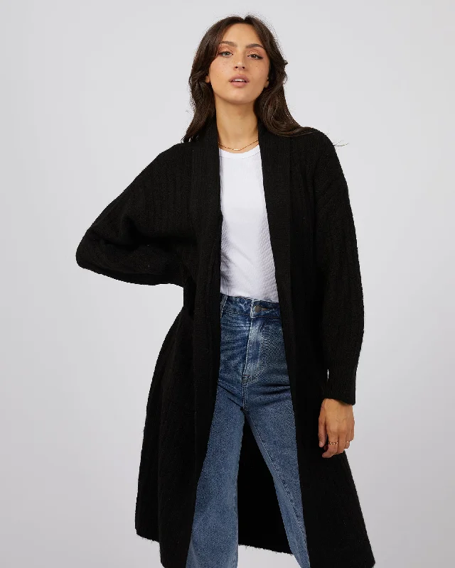 Chic Style All About Eve Serena Long Line Cardigan Black