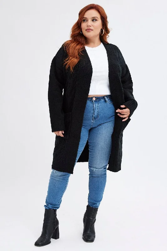 Limited Edition Black Longline Cable Knit Cardigan